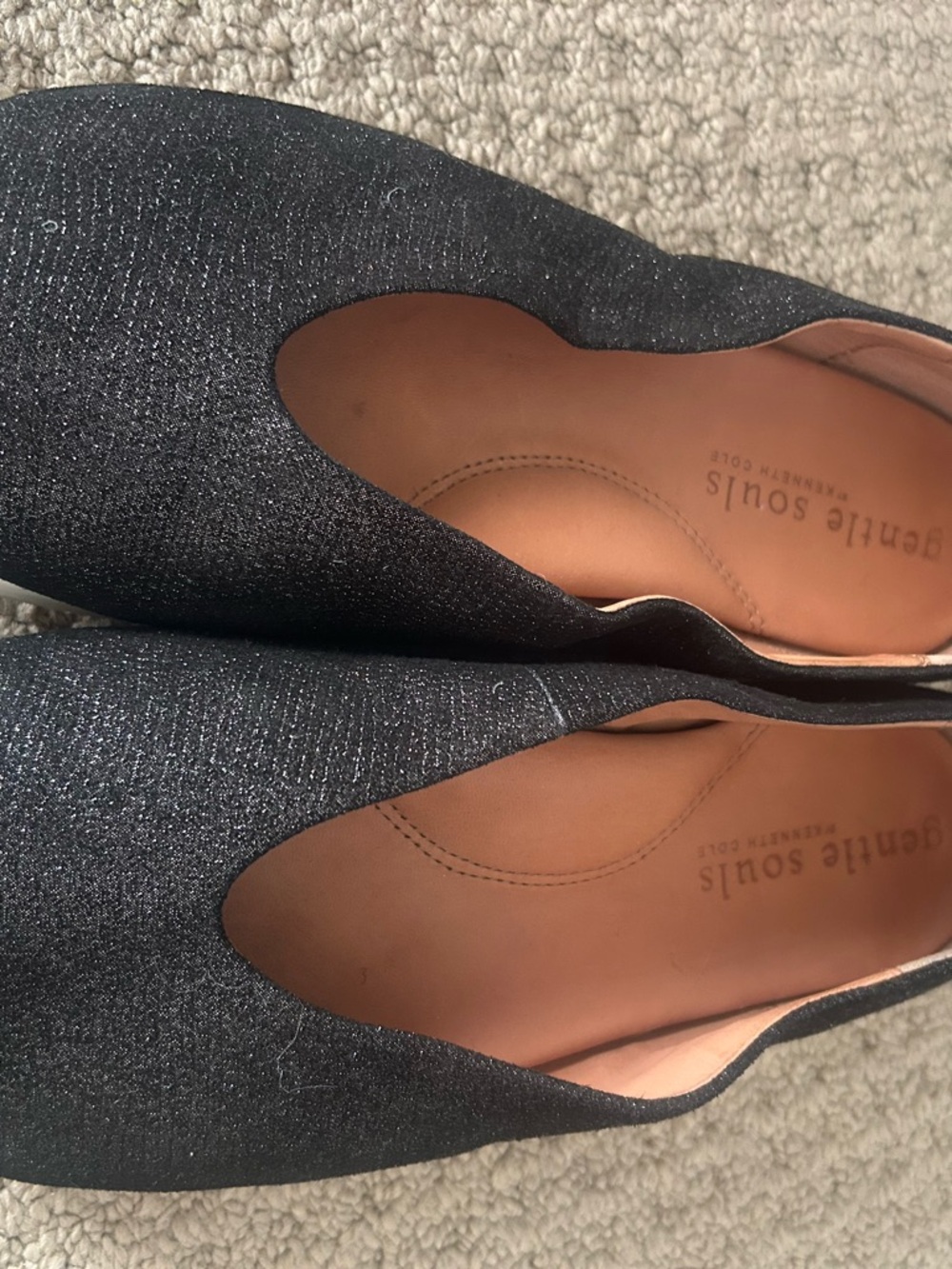 gentle souls Black Glitter Slip-On Loafers